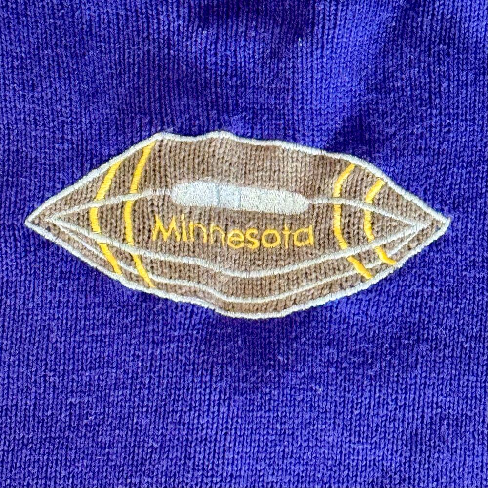 VTG Minnesota Vikings NFL Granny Sweater Cardigan Patchwork Embroidery Womens XL - Picture 12 of 13